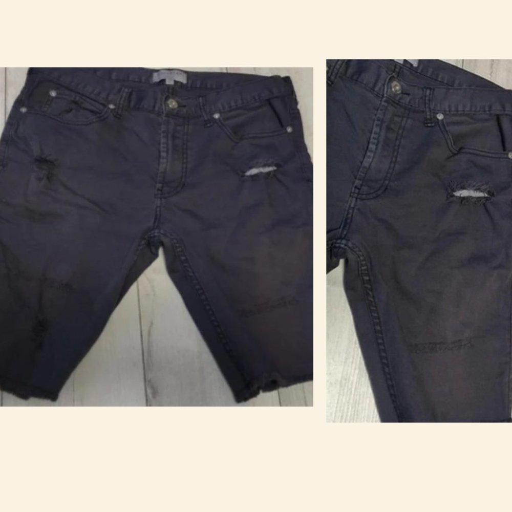 Mens Bullhead Distressed Skinny Dark Gray Denim Shorts Sz 32